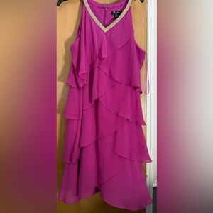 S.L. Fashions Vibrant Pink Asymmetrical Dress